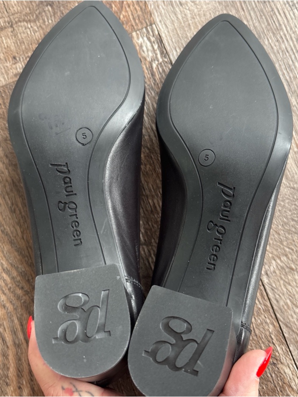 Paul Green Black Pointed Block Heel Pumps - Picture 5 of 6